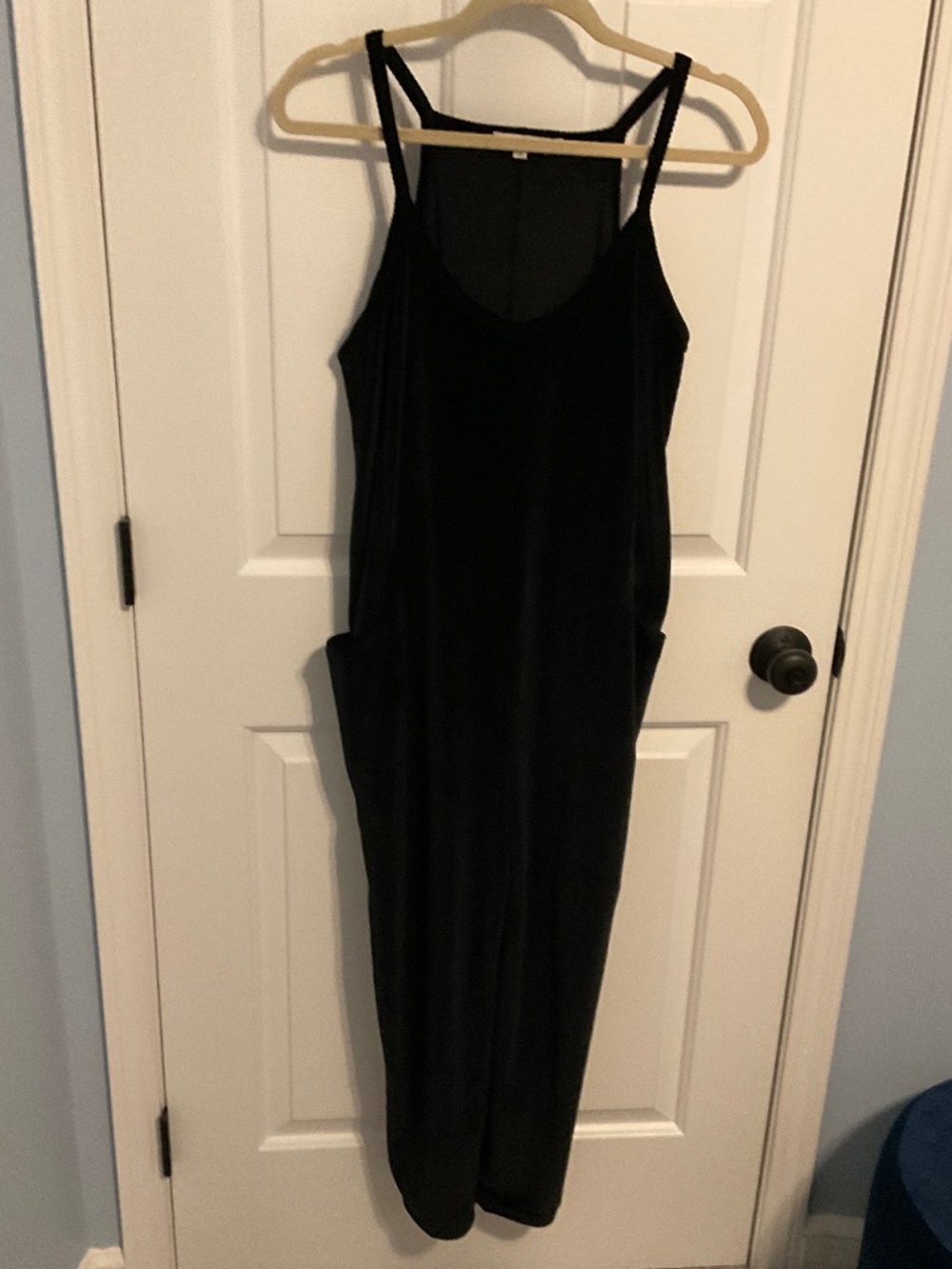 Lightweight Black Corduroy Jogger Jumpsuit Romper